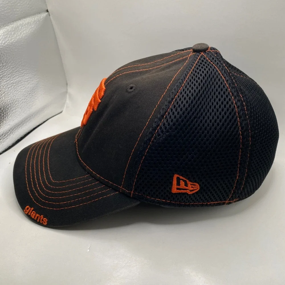 SF GIANTS New Era 39THIRTY Hat Mens M/L Black Orange Mesh Stretch Fit MLB Cap